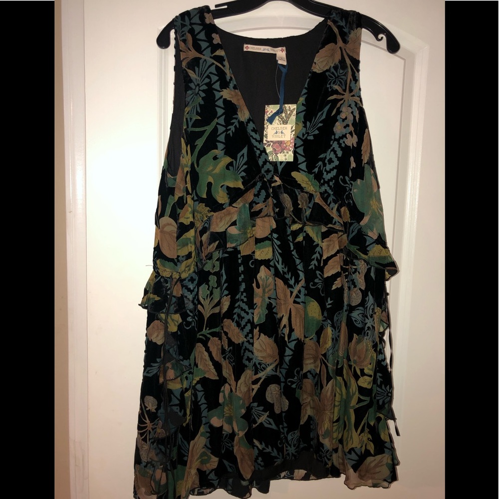 Velvet floral mini dress